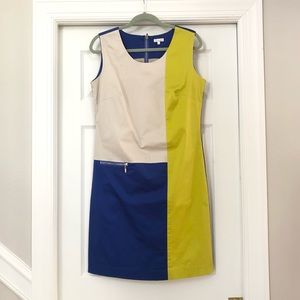 New European Solar Brand Color Block Dress with Zipper Pocket